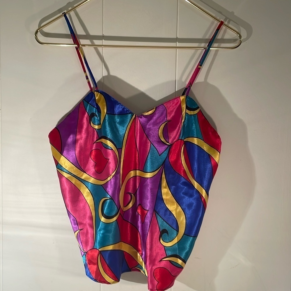 🌺HP🌺 Vtg Victoria’s Secret Bold Colored Abstract Heart Spaghetti Strap Camisole